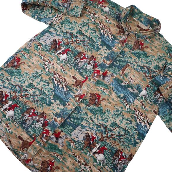 Vintage Gotcha Covered Classic Fox Hunting Pattern Button Up Shirt - Picture 5 of 8